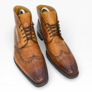 Magnanni Men's Brown Chukka Wingtip Brogue Ankle Boots Size 11M Made In Spain